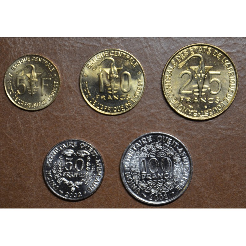 Euromince mince Západoafrický CFA frank 5 mincí 2002 (UNC)
