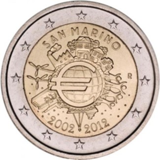euroerme érme 2 Euro San Marino 2012 - Az Euro 10 éve (UNC)