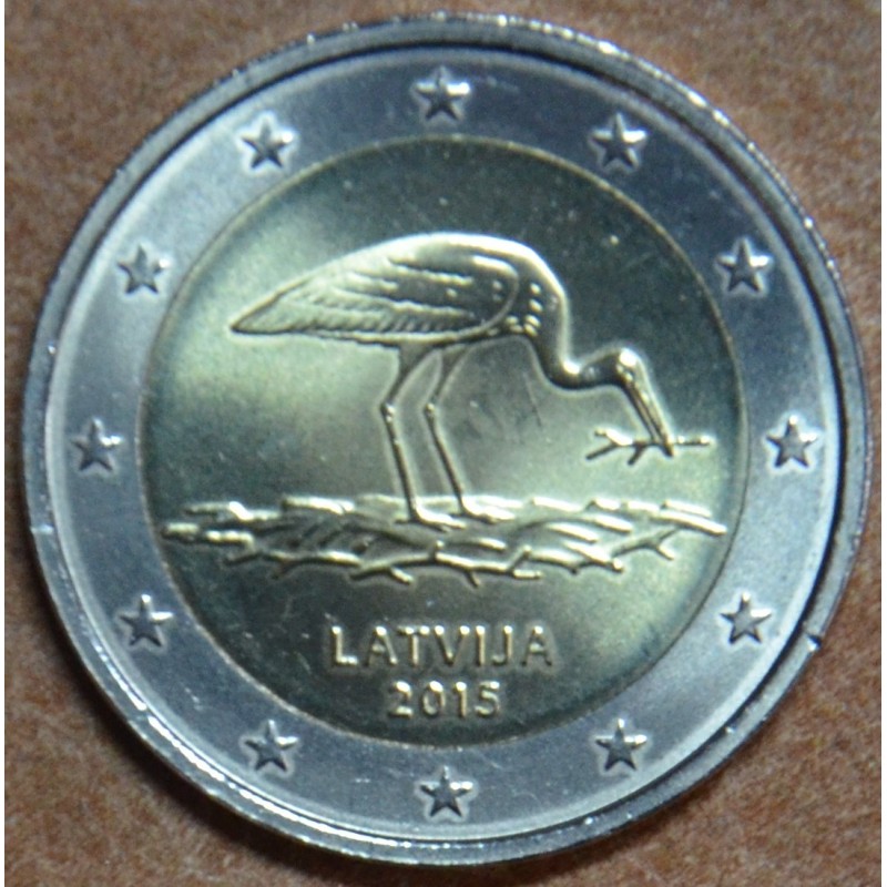 Euromince mince 2 Euro Lotyšsko 2015 - Bocian čierny (UNC)