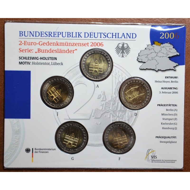 Euromince mince 2 Euro Nemecko 2006 - Holstentor v Lübecku / Schles...