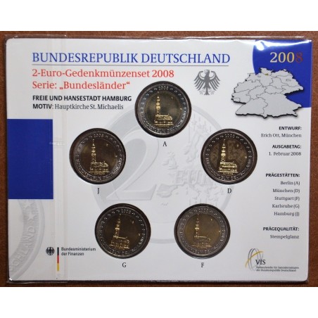 Euromince mince 2 Euro Nemecko 2008 - Hamburg: kostol sv. Michala (...