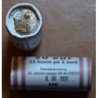 Euromince mince 2 Euro Slovensko 2020 - 20. výročie vstupu do OECD ...