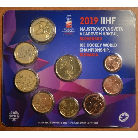 eurocoin eurocoins Set of 8 Slovak coins 2019 World hockey Champion...
