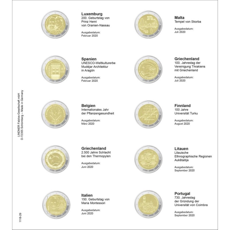 eurocoin eurocoins Lindner pages into album of 2 Euro coins (Mar. 2...