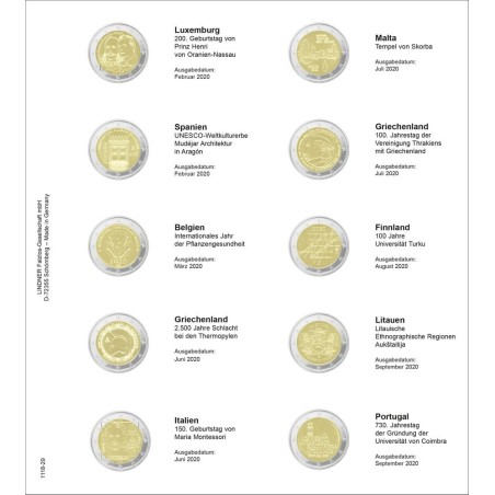 euroerme érme Lindner gyűjtőlap 2 Euros érmékre (2020. március - 20...