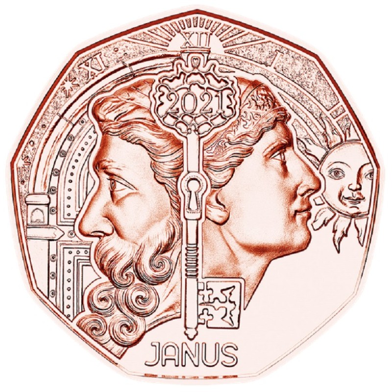 euroerme érme 5 Euro Ausztria 2021 - Újévi érme: Janus (UNC)