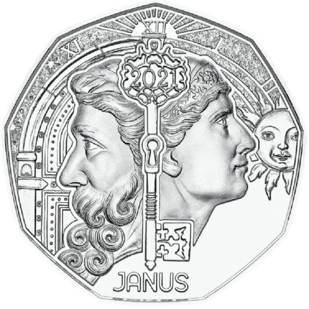 Euromince mince 5 Euro Rakúsko 2021 - Novoročná minca Janus (BU)