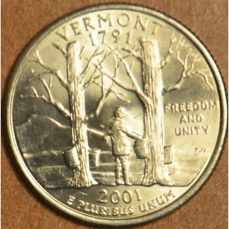 eurocoin eurocoins 25 cent USA 2001 Vermont \\"S\\" (UNC)
