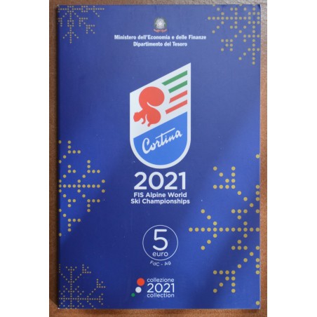 Euromince mince 5 Euro Taliansko 2021 - Cortina MS v lyžovaní (Proof)