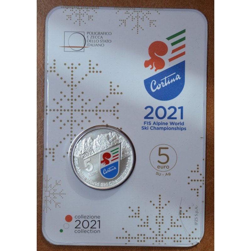 Euromince mince 5 Euro Taliansko 2021 - Cortina MS v lyžovaní (Proof)