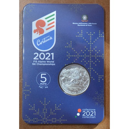 Euromince mince 5 Euro Taliansko 2021 - Cortina MS v lyžovaní (Proof)