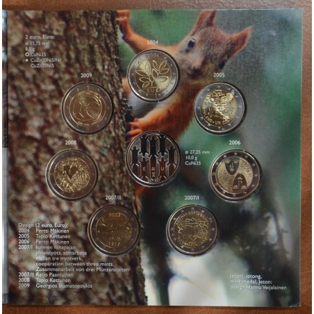 eurocoin eurocoins Finland 2004-2009 set of 7 commemorative eurocoi...