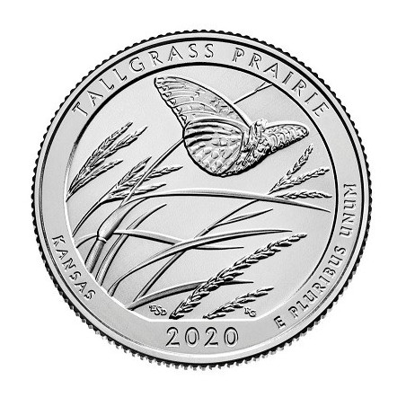 Euromince mince 25 cent USA 2020 Tallgrass Prairie \\"D\\" (UNC)