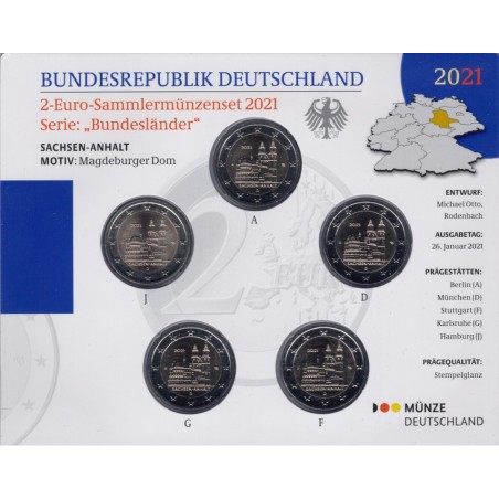 eurocoin eurocoins 2 Euro Germany \\"ADFGJ\\" 2021 - Sachsen-Anhalt...