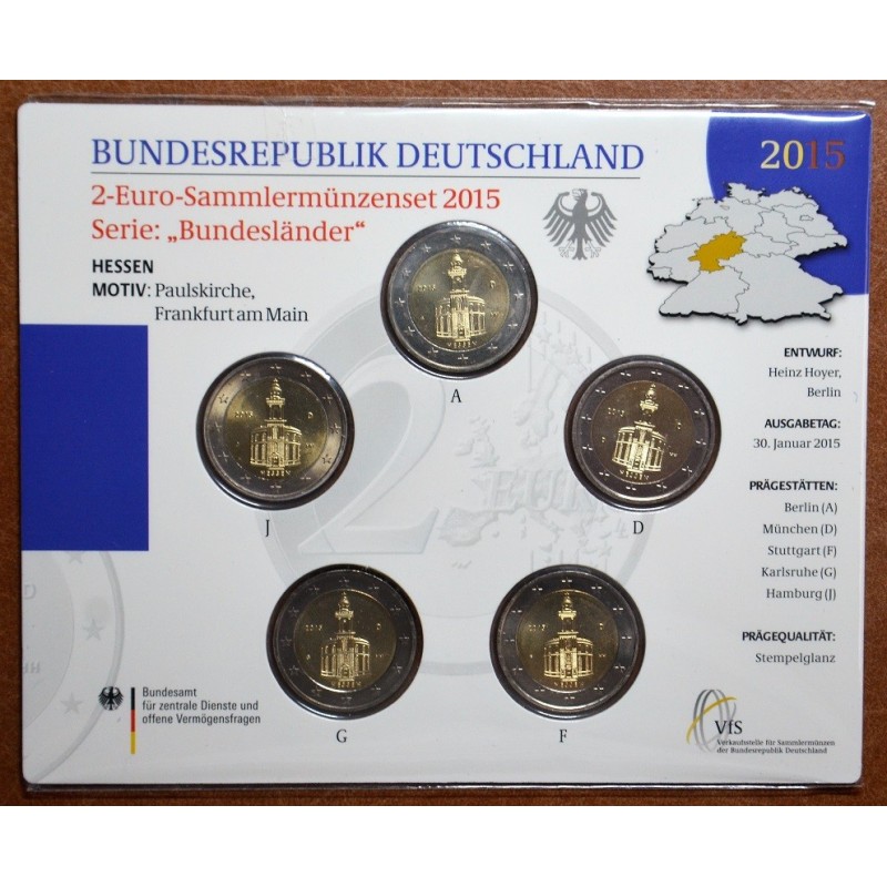 Euromince mince 2 Euro Nemecko 2015 - Hessen: kostoľ sv. Pavla (BU ...