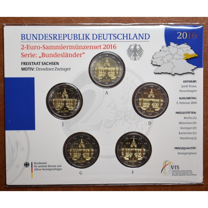 Euromince mince 2 Euro Nemecko 2016 - Sasko: Zwinger v Dražďanoch (...