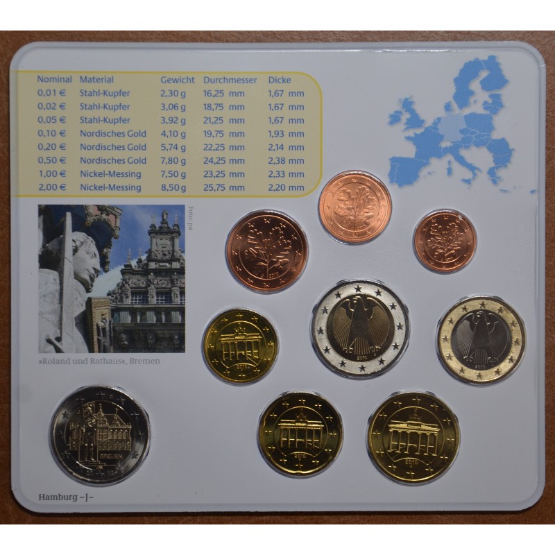 eurocoin eurocoins Germany 2010 \\"J\\" set of 9 coins (BU)