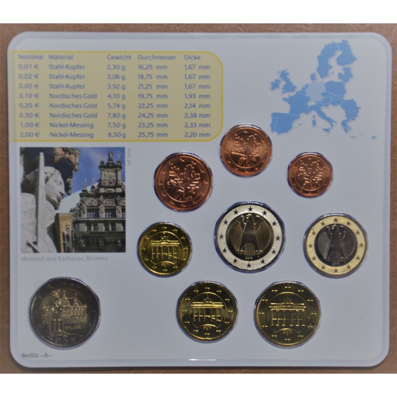 Euromince mince Nemecko 2010 \\"A\\" sada 9 mincí (BU)