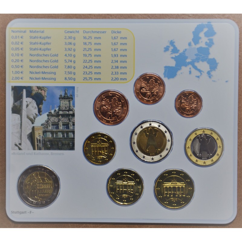 Euromince mince Nemecko 2010 \\"F\\" sada 9 mincí (BU)