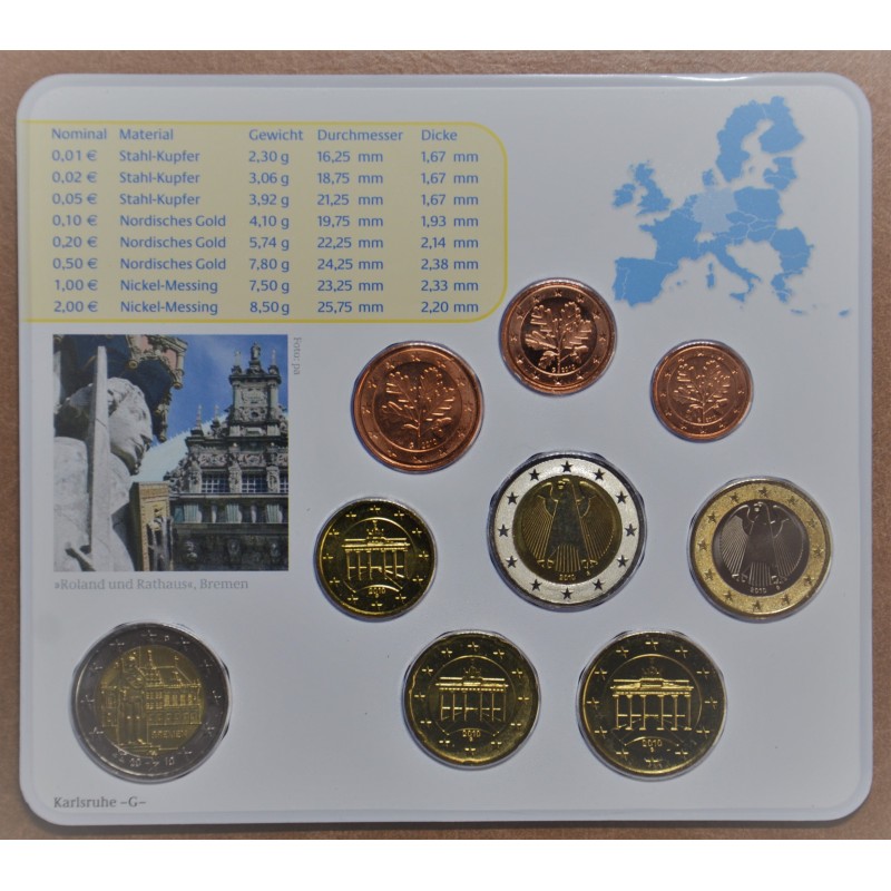 eurocoin eurocoins Germany 2010 \\"G\\" set of 9 coins (BU)