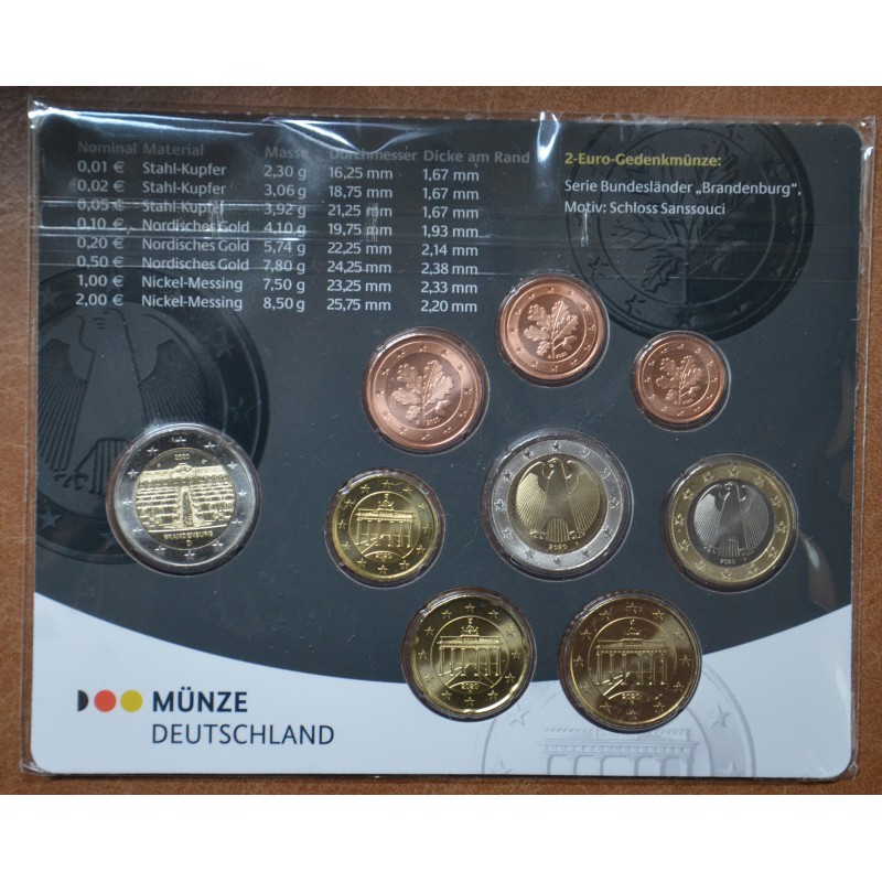 Euromince mince Nemecko 2020 \\"A\\" sada 9 mincí (BU)