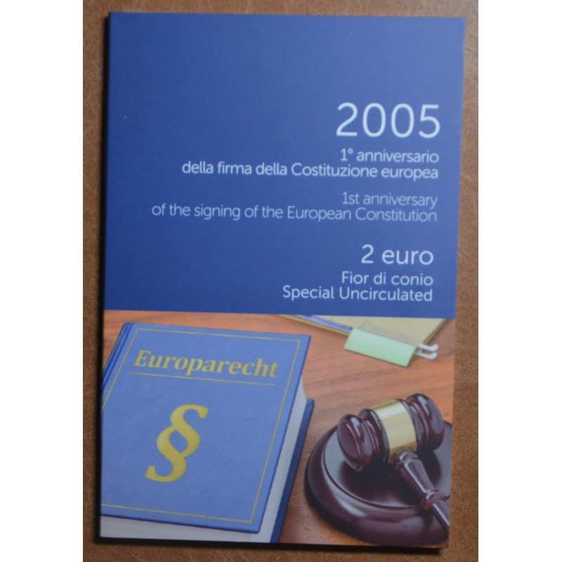 Euromince mince 2 Euro Taliansko 2005 - 1. výročie podpísania Európ...