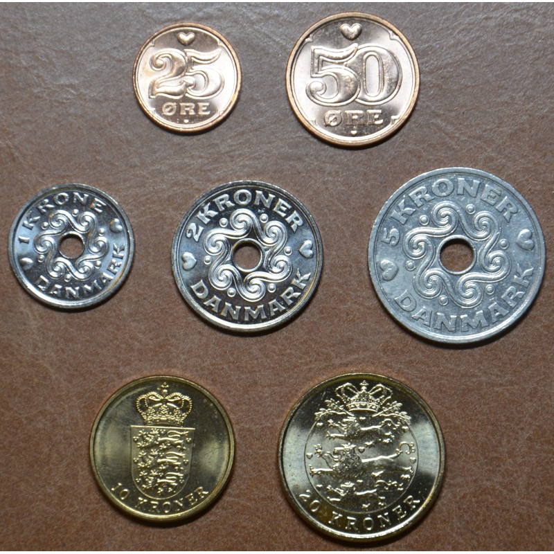 Euromince mince Dánsko 7 mincí 1991-2018 (UNC)