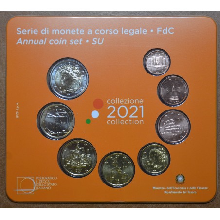 eurocoin eurocoins Italy 2021 set of 8 coins (BU)