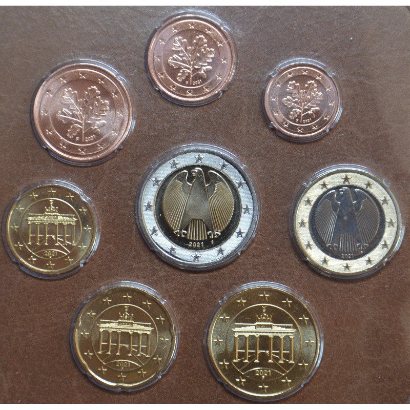 Euromince mince Nemecko 2021 \\"F\\" sada 8 mincí (UNC)