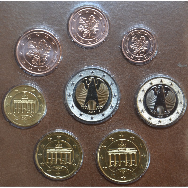 Euromince mince Nemecko 2021 \\"D\\" sada 8 mincí (UNC)