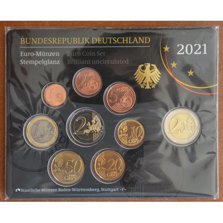 eurocoin eurocoins Germany 2021 \\"F\\" set of 9 coins (BU)
