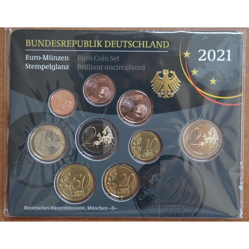 eurocoin eurocoins Germany 2021 \\"D\\" set of 9 coins (BU)
