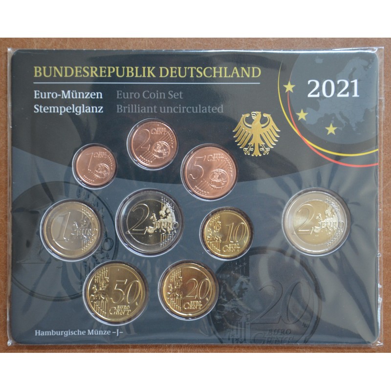 eurocoin eurocoins Germany 2021 \\"J\\" set of 9 coins (BU)
