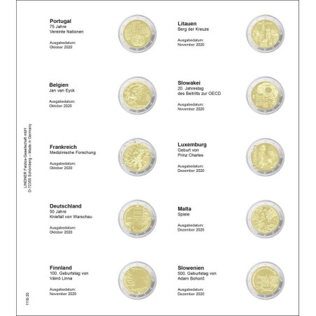 Euromince mince Strana 30. do Lindner albumu na 2 Euro mince (okt. ...
