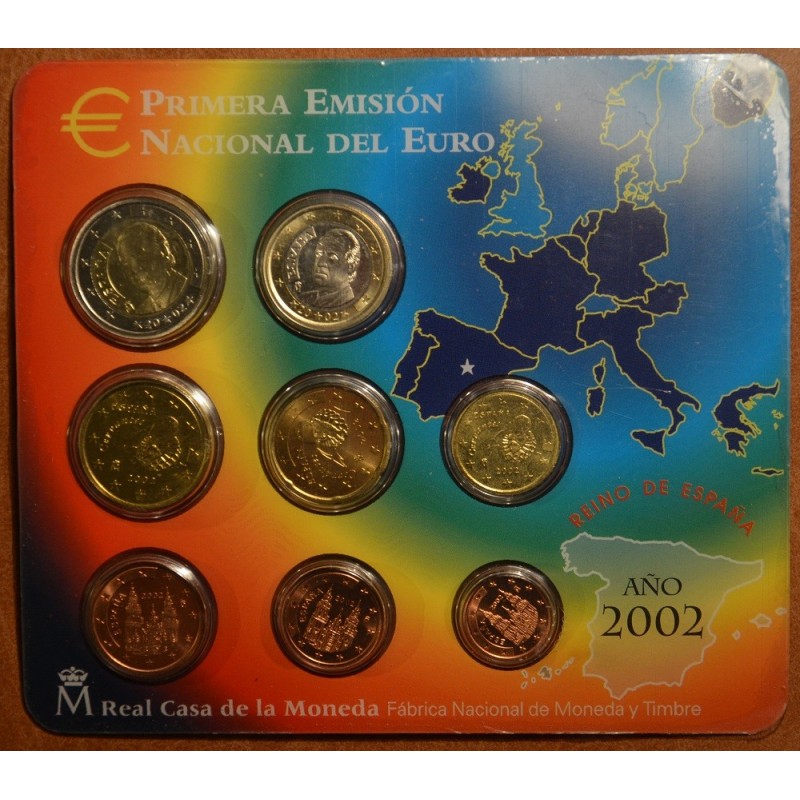 eurocoin eurocoins Official set of 8 Spanish coins 2002 (BU)
