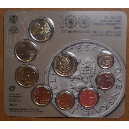 eurocoin eurocoins Slovakia 2021 set of coins - 100 years of Czecho...