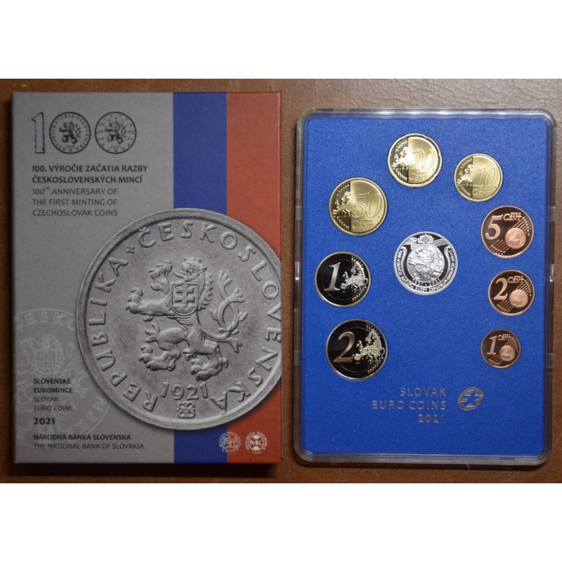 eurocoin eurocoins Slovakia 2021 set of coins - 100 years of Czecho...