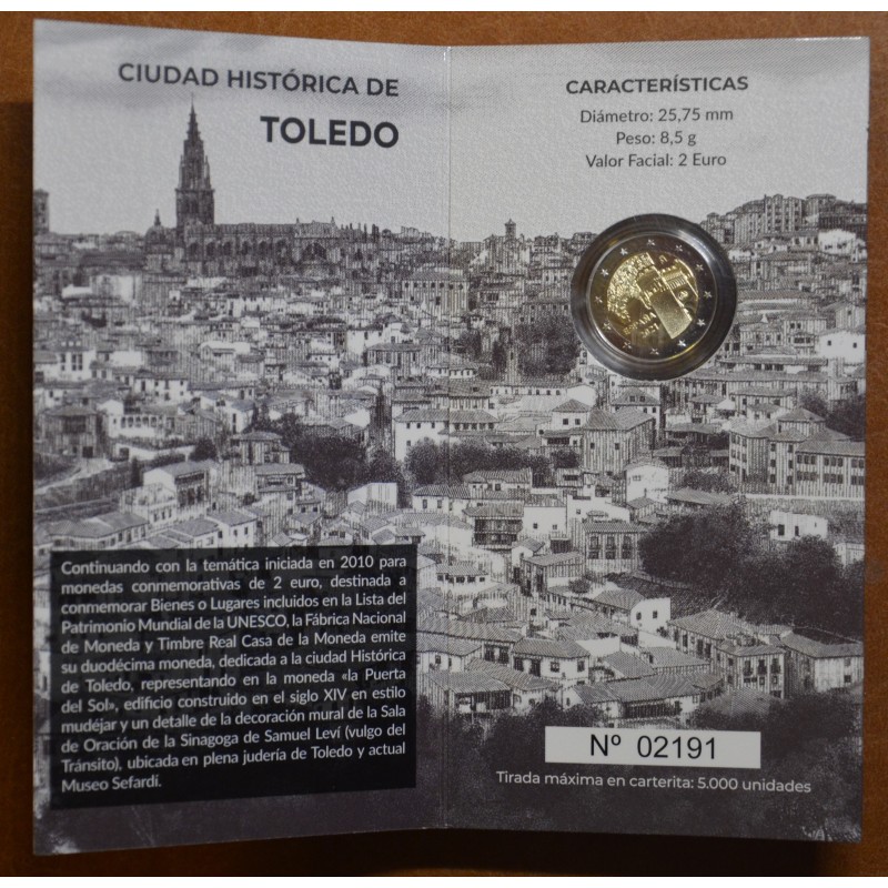 Euromince mince 2 Euro Španielsko 2021 - Toledo (Proof)