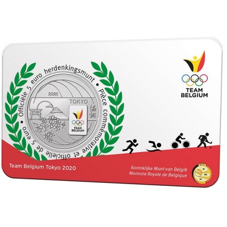 euroerme érme 5 Euro Belgium 2021 Tokyo Team 2000 color (BU kártya)
