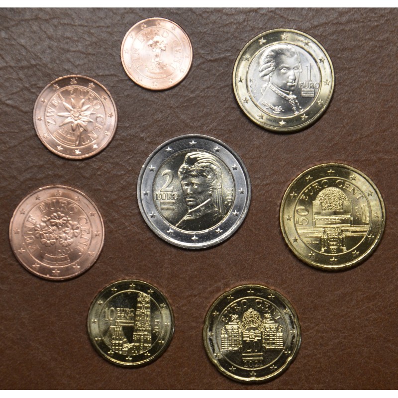 Euromince mince Sada 8 rakúskych mincí 2021 (UNC)