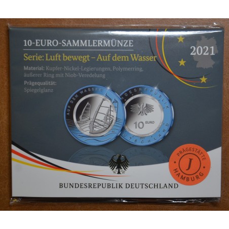 euroerme érme 10 Euro Németország \\"ADFGJ\\" 2021 A vízben (5x Proof)