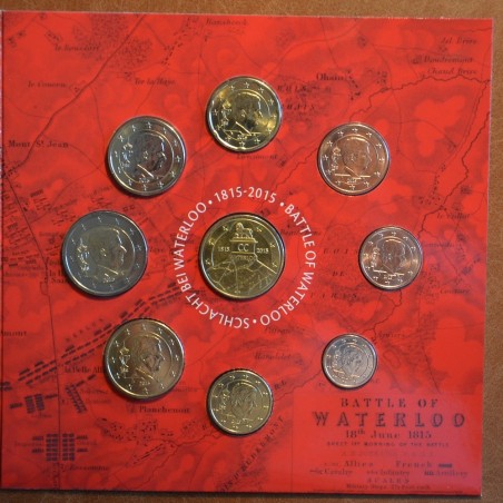 Euromince mince Belgicko 2015 sada + 2,5 Euro Waterloo (BU)