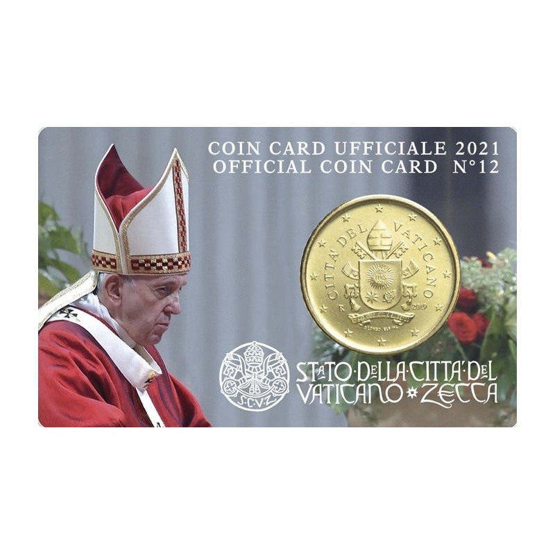 eurocoin eurocoins 50 cent Vatican 2021 official coin card No. 12 (BU)