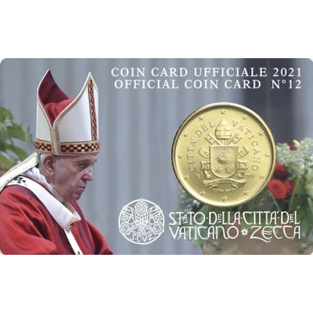 Euromince mince 50 cent Vatikán 2021 oficiálna karta No. 12 (BU)