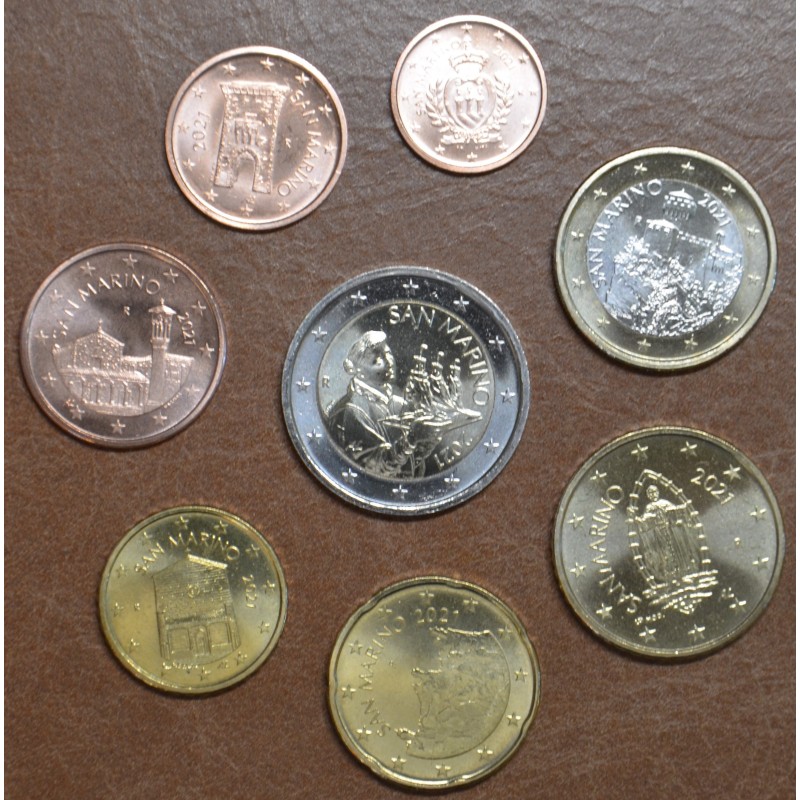 Euromince mince San Marino 2021 sada 8 mincí (UNC) Euromince mince San Marino 2021 sada 8 mincí (UNC)