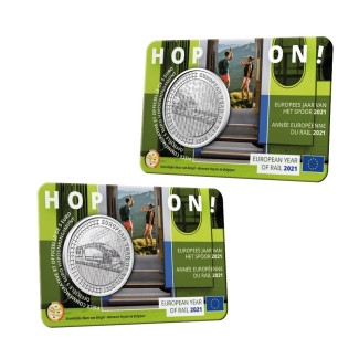 euroerme érme 5 Euro Belgium 2021 - A vasút éve (BU kártya)