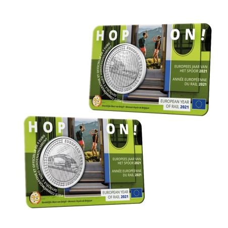 Euromince mince 5 Euro Belgicko 2021 - Rok železnice (BU karta)