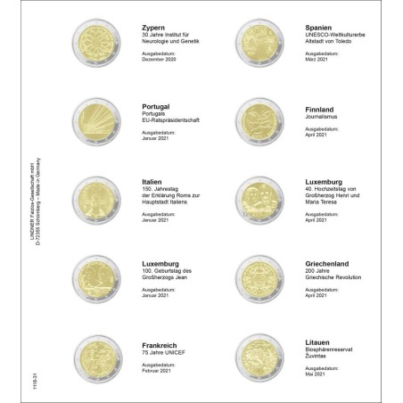 Euromince mince Strana 31. do Lindner albumu na 2 Euro mince (dec. ...