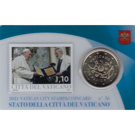 eurocoin eurocoins 50 cent Vatican 2021 official coin card with sta...