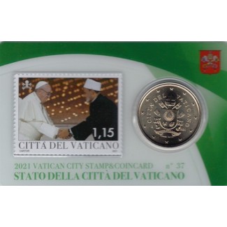 euroerme érme 50 cent Vatikán 2021 hivatalos érme és bélyegkártya N...